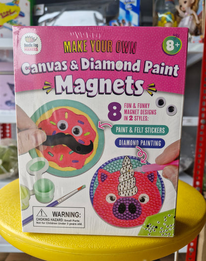 Doodle Hog DIY – Magnets Canvas & Diamond Paint Kit | Creative Art & Craft Set for Kids