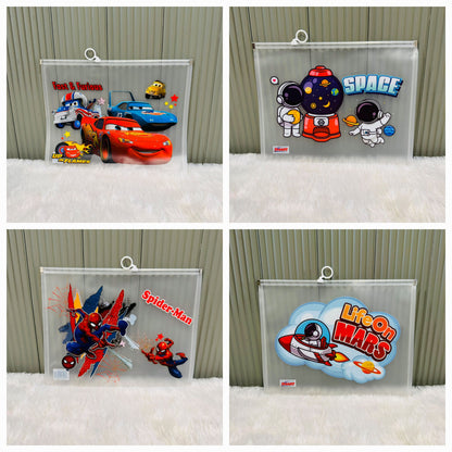 Character print Zip lock A4 size Pouch - multiprint