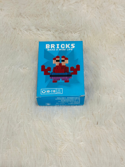 Blue bricks block box with a red crab style mini figure design
