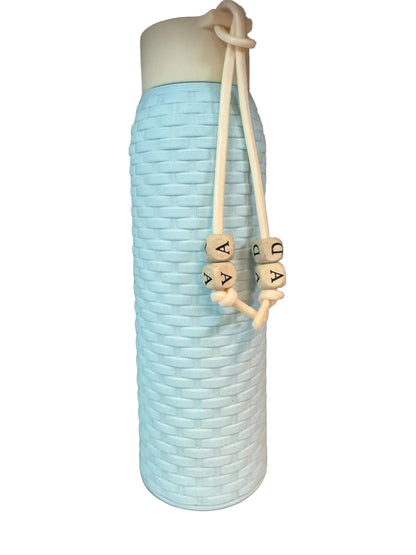 Fashion Glass Water Bottle 340ml with Pastel Plastic Cover & Silicone Bead Rope | For Office, School, Gym & Travel