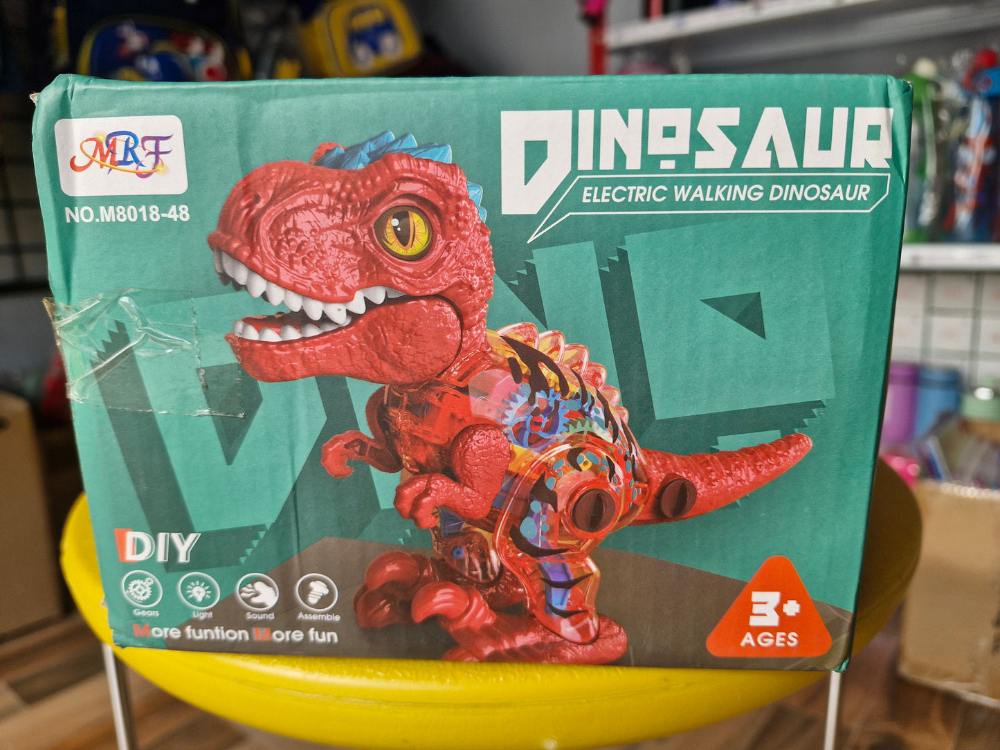 Electric Walking Dinosaur Toy | Gears Flashing Lights & Roaring Sounds | DIY Assembly Dinosaur Toy