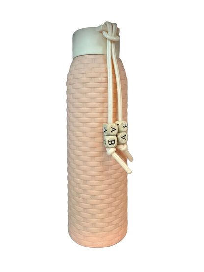 Fashion Glass Water Bottle 340ml with Pastel Plastic Cover & Silicone Bead Rope | For Office, School, Gym & Travel