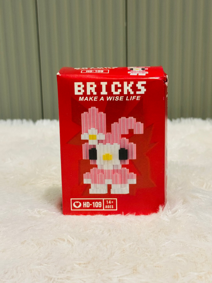 Red bricks block box with a white rabbit style mini figure design