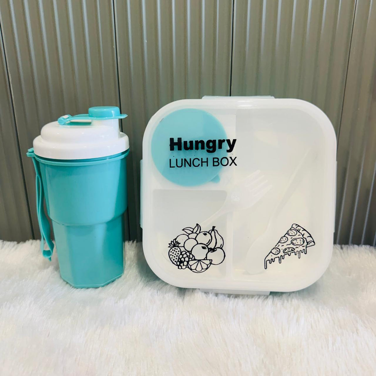 Hungry Lunch Box 1200ml 3 Compartment Set with Bottle