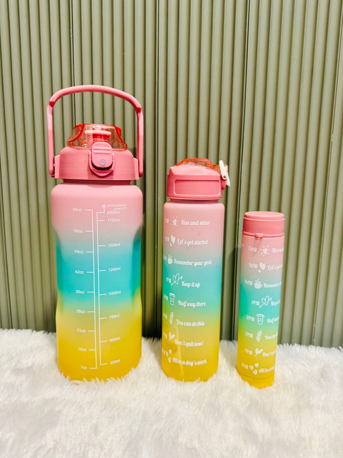Motivational Water Bottle - pack of 2ltr, 700ml, and 280ml