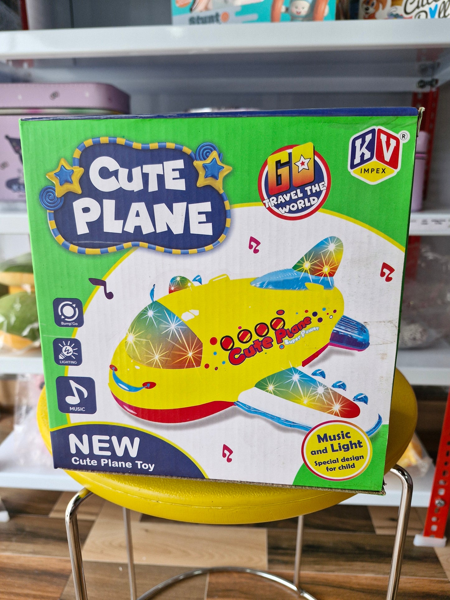 Cute Plane Toy | Battery Operated with LED Lights, Music & Bump-N-Go Action